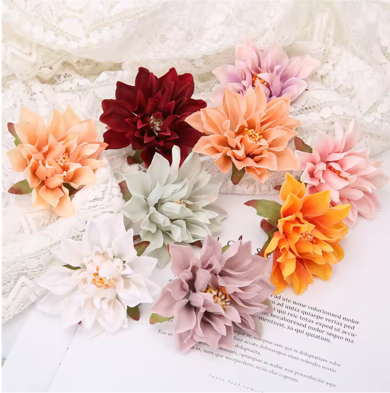 Dahlia Flower Heads Artificial Flower Small - 10Pcs