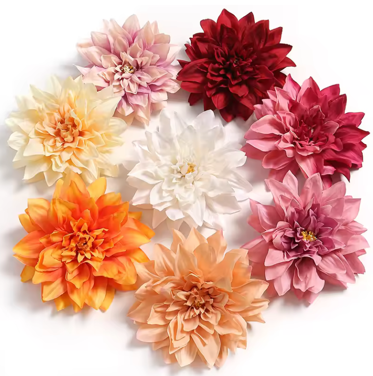 Dahlia Flower Heads Artificial Flower Large - 5 Pcs