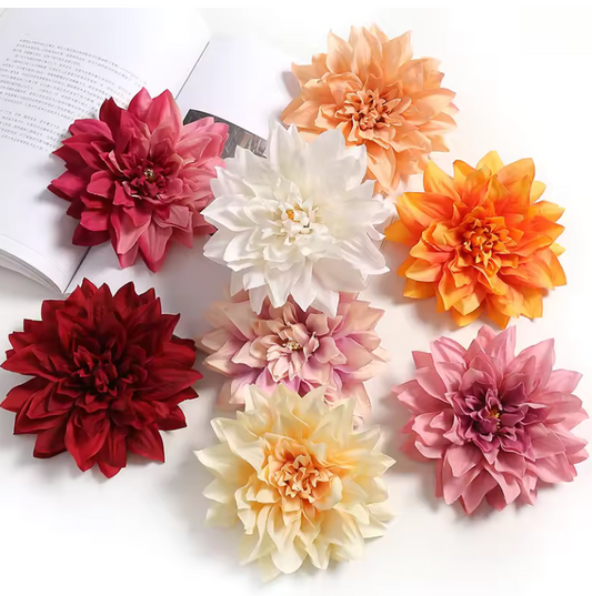 Dahlia Flower Heads Artificial Flower Large - 5 Pcs