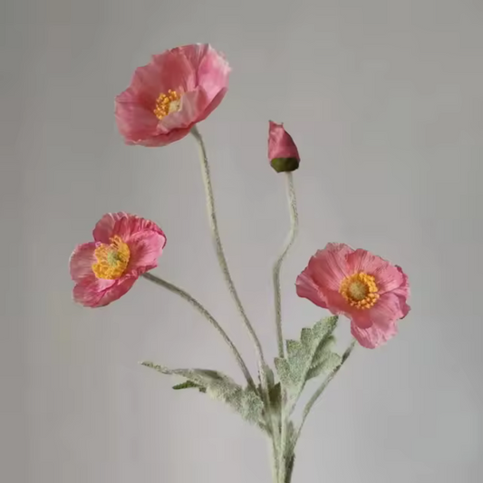 4 Head Artificial Flowers Bouquet - Poppy