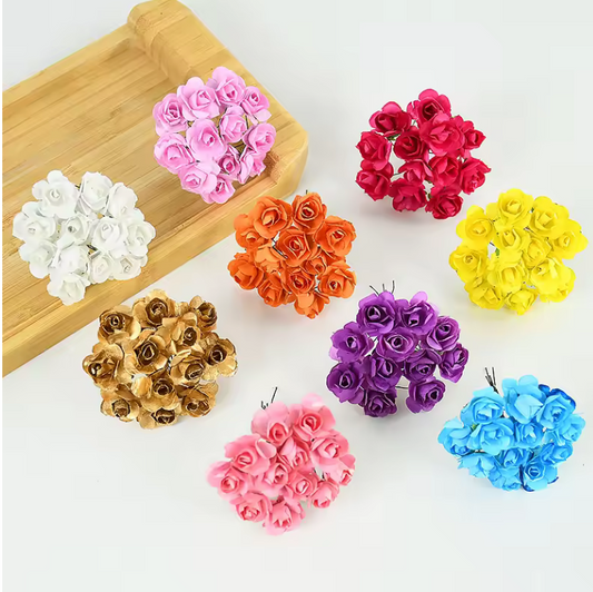 2cm Artificial Mini Paper Rose Bouquet - 144pcs